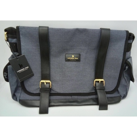 London Fog Canvas Messenger Bag Denim